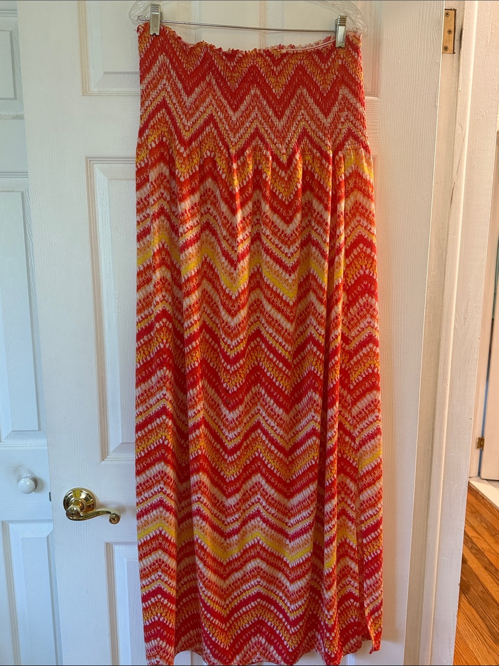 Faded Glory Orange Chevron Maxi Dress with Yellow & White Accents Size XL 16/18